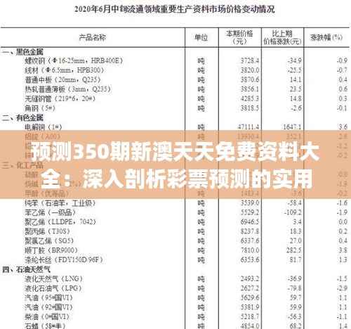 预测350期新澳天天免费资料大全:深入剖析彩票预测的实用价值与准确性