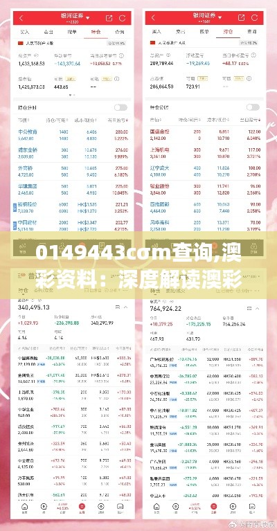0149443cσm查询,澳彩资料:深度解读澳彩行业数据分析的重要性