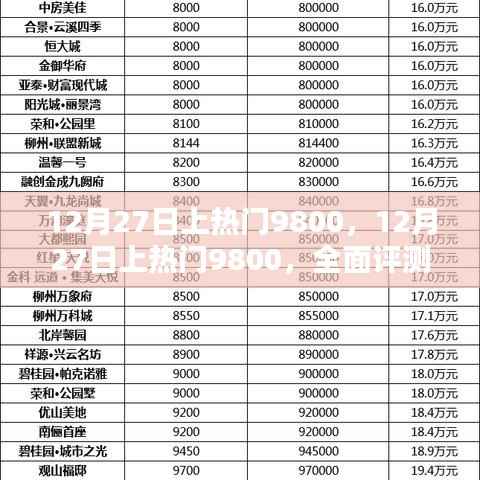 12月27日上热门9800,全面评测与详细介绍