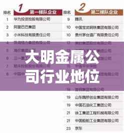 大明金属公司行业地位与影响力解析,行业排名揭秘