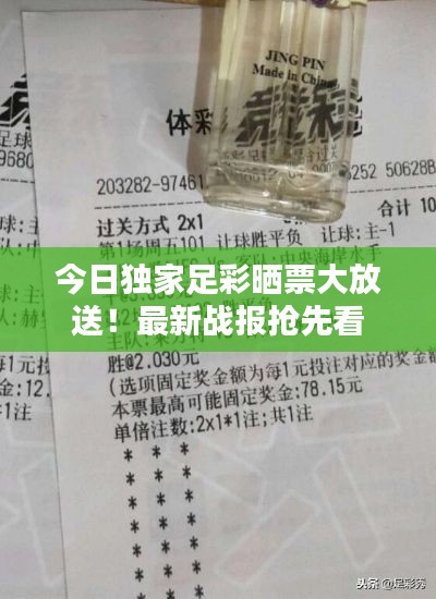 今日独家足彩晒票大放送!最新战报抢先看