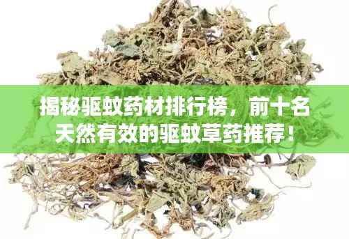 揭秘驱蚊药材排行榜,前十名天然有效的驱蚊草药推荐!