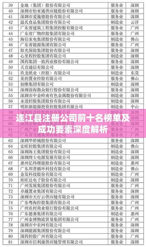 连江县注册公司前十名榜单及成功要素深度解析