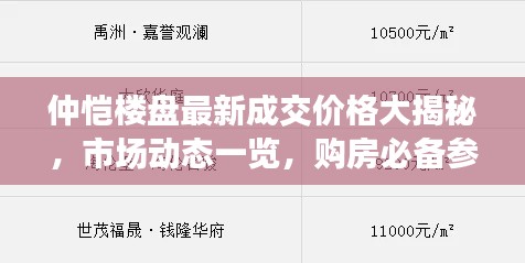 仲恺楼盘最新成交价格大揭秘，市场动态一览，购房必备参考