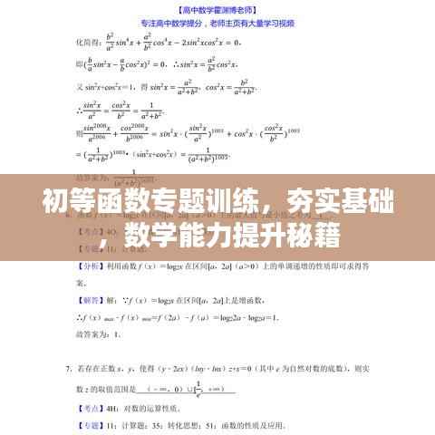 初等函数专题训练,夯实基础,数学能力提升秘籍